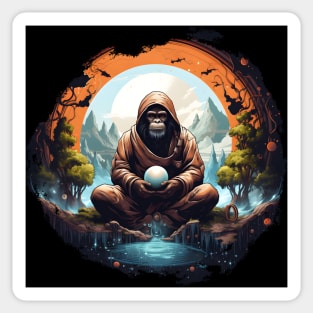 Meditating ape in nature, meditating monkey Sticker